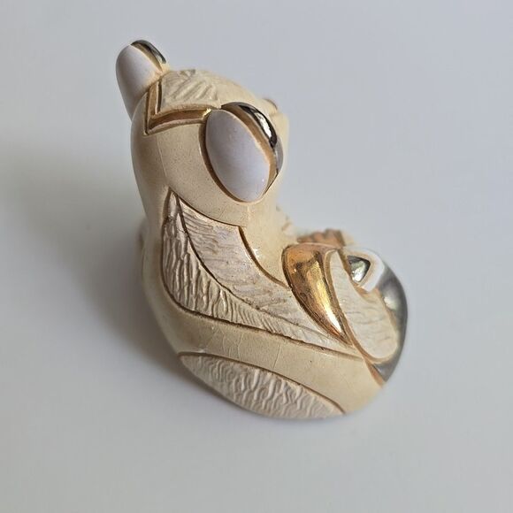 Artesania Rinconada Lion 3.5"L Baby 2" limited color White Gold Pottery Figurine - Picture 16 of 16